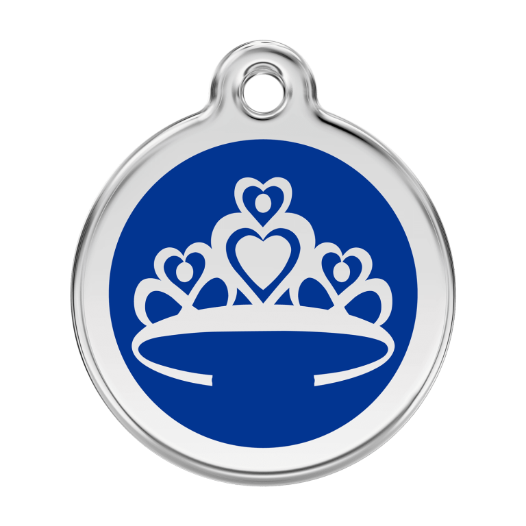 Vue avant - Médaille personnalisée pour chien Red Dingo Couronne Bleu foncé - Taille L