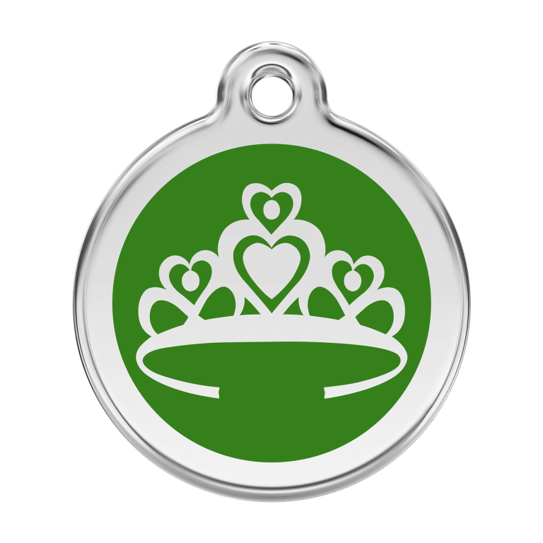 Vue avant - Médaille personnalisée pour chien Red Dingo Couronne Vert L 38.00mm 24.7G