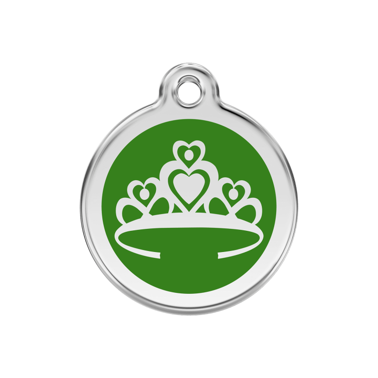 Vue avant - Médaille personnalisable pour chien Red Dingo Couronne Vert M 30.00mm - 01-CR-GR-ME