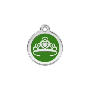 Médaille chat Couronne Vert S 20mm émail et acier inoxydable