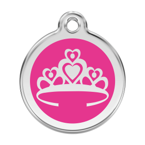Médaille chien Couronne Rose vif L 38mm Red Dingo