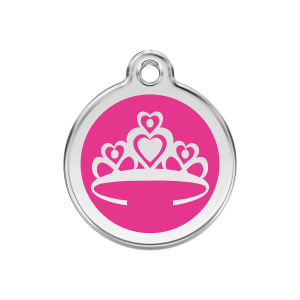 Médaille chien Couronne Rose vif M 30mm Red Dingo