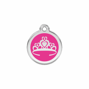 Médaille chat Couronne Rose vif S 20mm