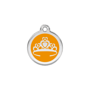 Médaille chat Couronne Émail Orange S 20mm