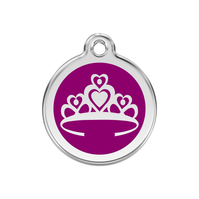 Vue avant - Médaille personnalisée pour chien Red Dingo Couronne Violet M - 01-CR-PU-ME