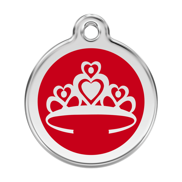 Vue avant - Médaille personnalisée pour chien Red Dingo Couronne Rouge Taille L