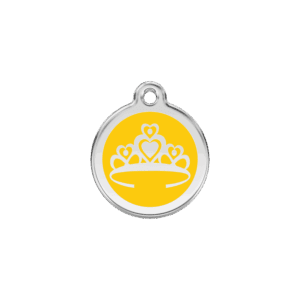 Médaille chat Couronne Jaune S 20mm Émail et acier inoxydable