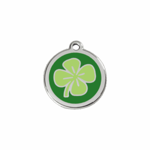 Médaille chat Trèfle Vert Taille S émail et acier inoxydable