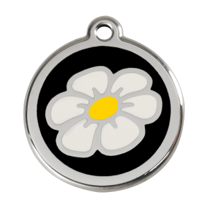 Médaille chien Marguerite Noir Taille L en émail et acier inoxydable