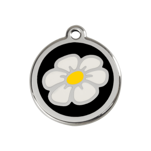 Médaille chien Marguerite Noir Taille M en émail et acier inoxydable