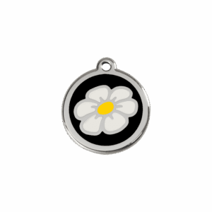 Médaille chat Marguerite Noir S 20mm émail et acier inoxydable