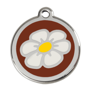 Médaille chien Marguerite Brun Taille L en émail et acier inoxydable