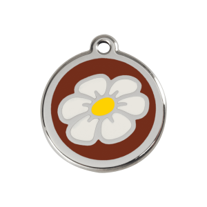 Médaille chien Marguerite Brun Taille M en émail et acier inoxydable