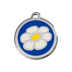 Médaille chien Marguerite Bleu foncé Taille M en émail et acier inoxydable