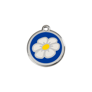 Médaille chat Marguerite Bleu foncé S 20mm Émail et acier inoxydable