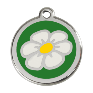 Médaille chien Marguerite Vert Taille L en émail et acier inoxydable