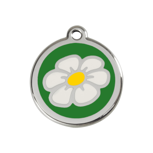 Médaille chien Marguerite Vert Taille M en émail et acier inoxydable