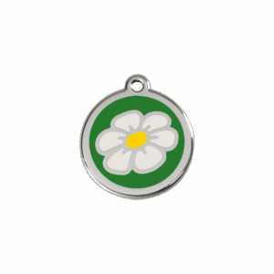 Médaille chat Marguerite émail vert S 20mm