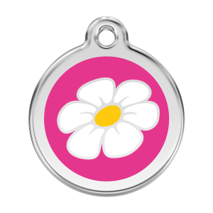 Médaille chien Marguerite Rose vif Taille L