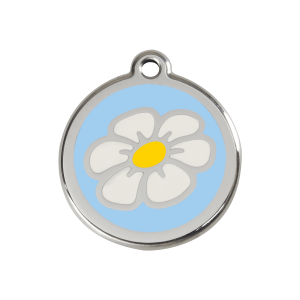 Médaille chien Marguerite Bleu clair Taille M en émail et acier inoxydable