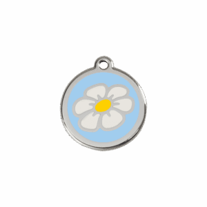 Médaille chat Marguerite Émail et acier inoxydable Taille S Bleu clair
