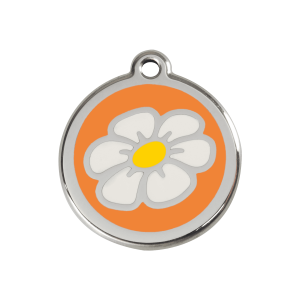 Médaille chien Marguerite Taille M Orange en émail et acier inoxydable