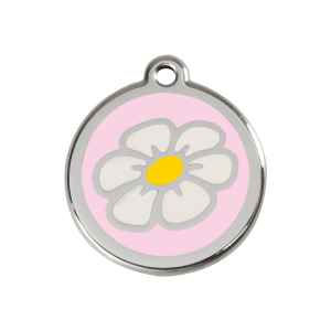 Médaille chien Marguerite Taille M Rose en émail et acier inoxydable