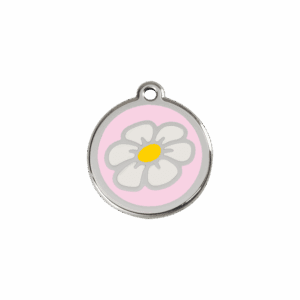 Médaille chat Marguerite Rose S 20mm émail et acier inoxydable