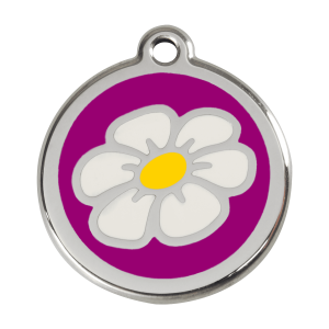Médaille chien Marguerite Violet Taille L en émail et acier inoxydable
