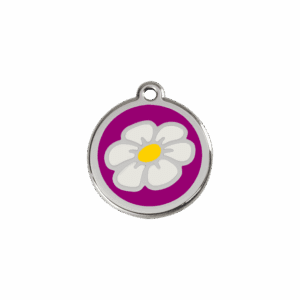 Médaille chat Marguerite en émail violet et acier inoxydable S 20mm