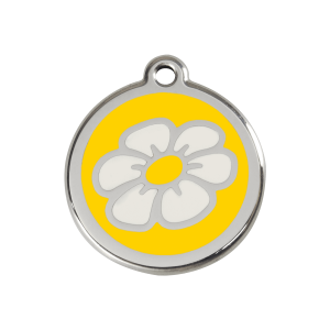 Médaille chien Marguerite Jaune Taille M en émail et acier inoxydable
