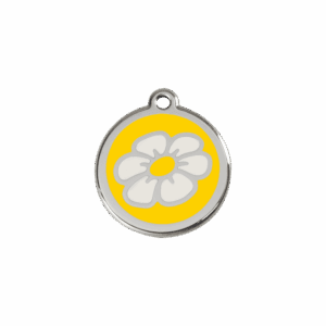 Médaille chat Marguerite Jaune S 20mm Émail et acier inoxydable