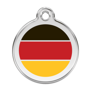 Médaille chien drapeau allemand Taille L - Émail et acier inoxydable