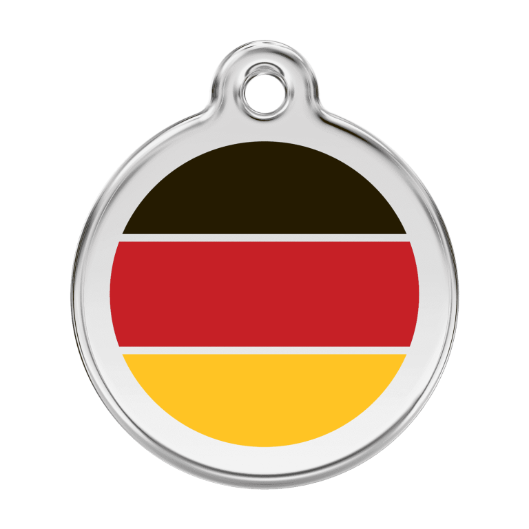 Vue avant - Médaille personnalisée pour chien Red Dingo Drapeau allemand - Taille L - 01-DE-RE-LG