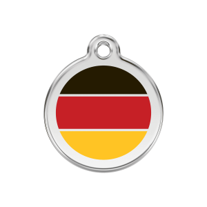 Médaille chien drapeau allemand Taille M - Émail et acier inoxydable