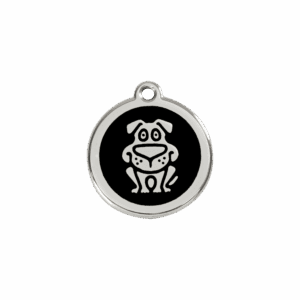Médaille motif chien pour chat - Émail noir - Taille S