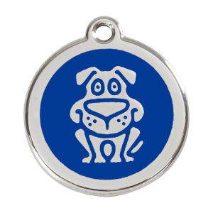 Médaille motif chien en émail bleu foncé et acier inoxydable - Taille L