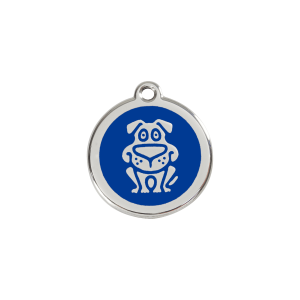 Médaille chat motif chien émail bleu foncé - Taille S