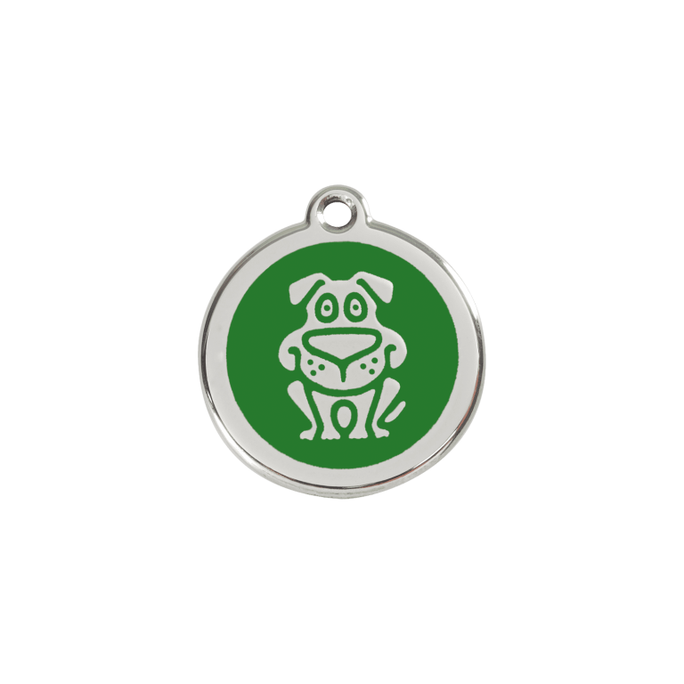 Vue avant - Médaille personnalisée pour chien/chat Red Dingo Émail/acier inoxydable vert S 20.00mm