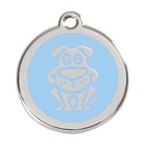 Médaille motif chien en émail bleu clair et acier inoxydable - Taille L