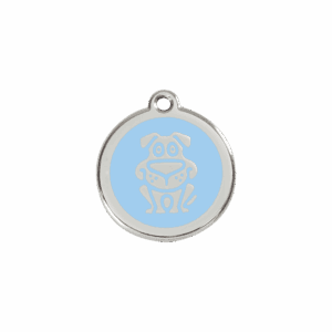 Médaille motif chien pour chat ou petit chien - Émail bleu clair - Taille S