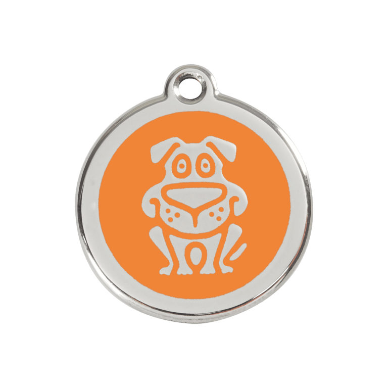 Vue avant - Médaille personnalisée pour chien Red Dingo Émail et acier inoxydable Orange M 30.00mm