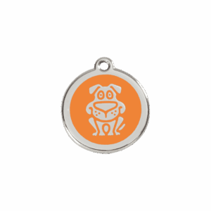 Médaille motif chien pour chat - Émail et acier inoxydable - Taille S - Orange