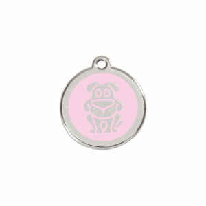 Médaille motif chien pour chat - Émail et acier inoxydable - Taille S - Rose