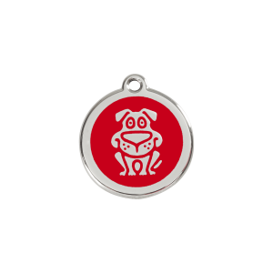 Médaille motif chien rouge pour chat ou petit chien - Taille S