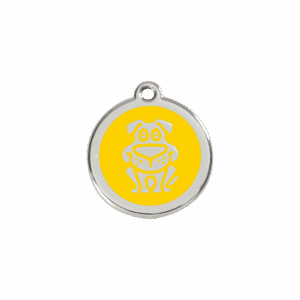 Médaille à graver pour chat ou petit chien - Motif chien jaune - Taille S