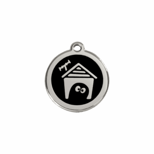 Médaille niche de chien pour chat - Émail noir - Taille S