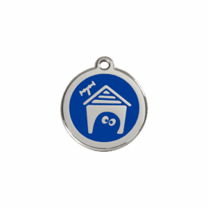 Médaille niche de chien pour chat ou petit chien - Émail bleu foncé - Taille S