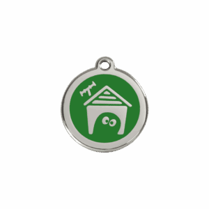 Médaille niche de chien pour chat - Émail vert - Taille S