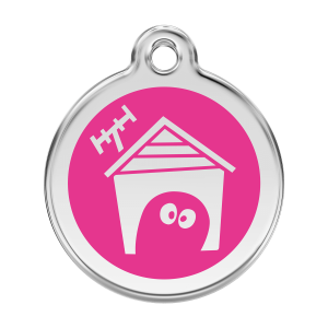 Médaille niche de chien en émail rose vif - Taille L